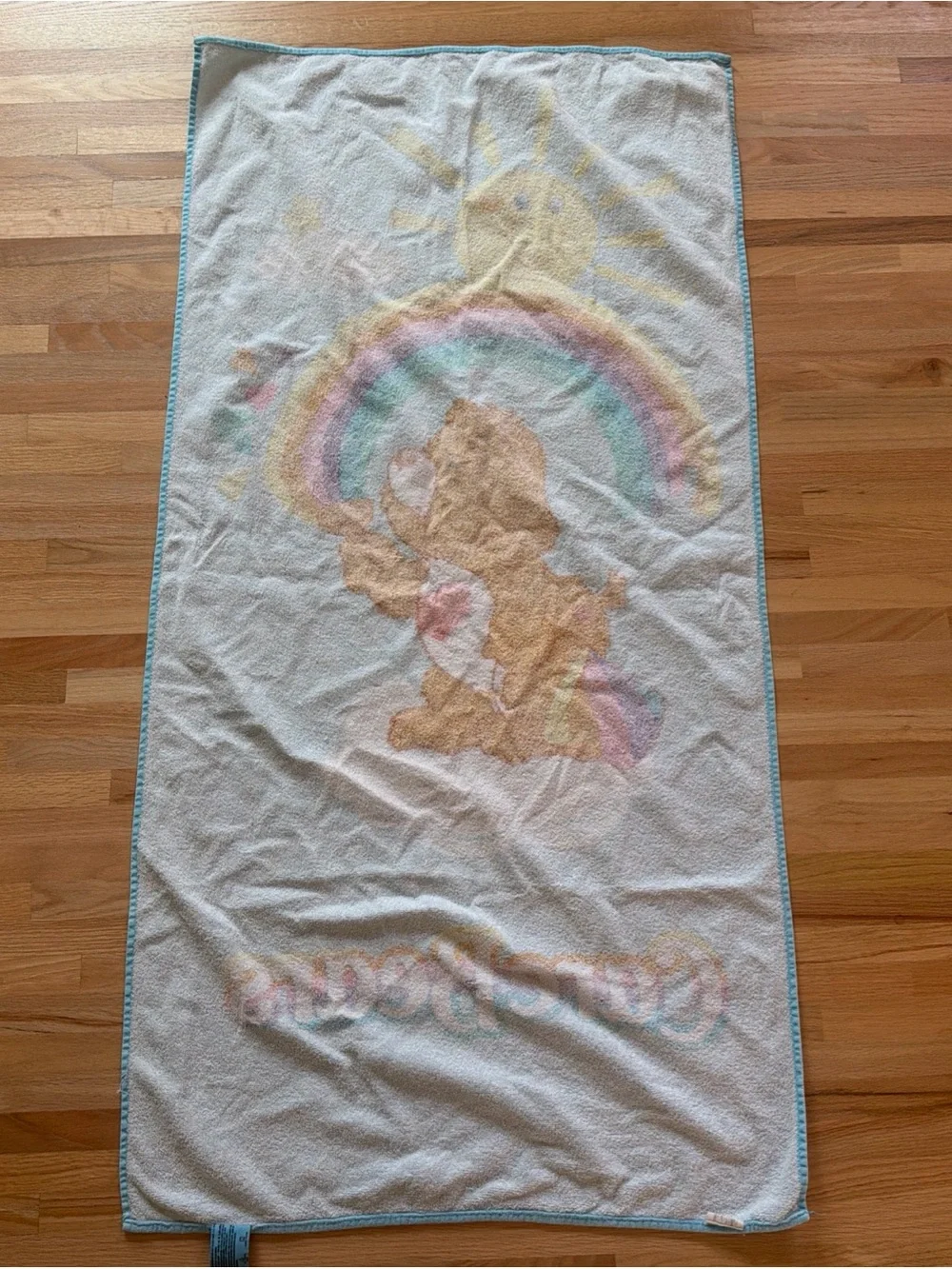 Vtg 2003 Care Bears Tender Heart Rainbow Beach Towel 27